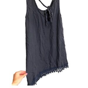 Rosemarine linen lace minimalist blue grey above knee dress size small